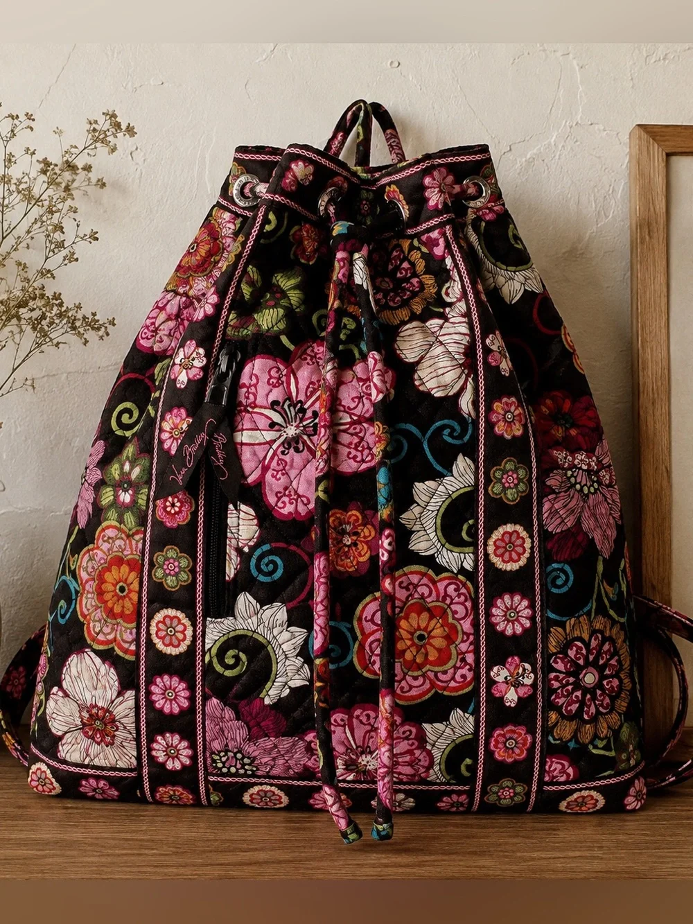 Vera Bradley Mod Floral Drawstring Backpack Retired Y2K 2007